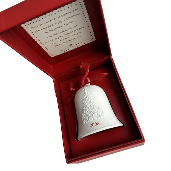 Set of 2 Hallmark Bell Ornaments 2007 & 2008 Bell Christmas Tree Ivory Porcelain - Picture 8 of 10